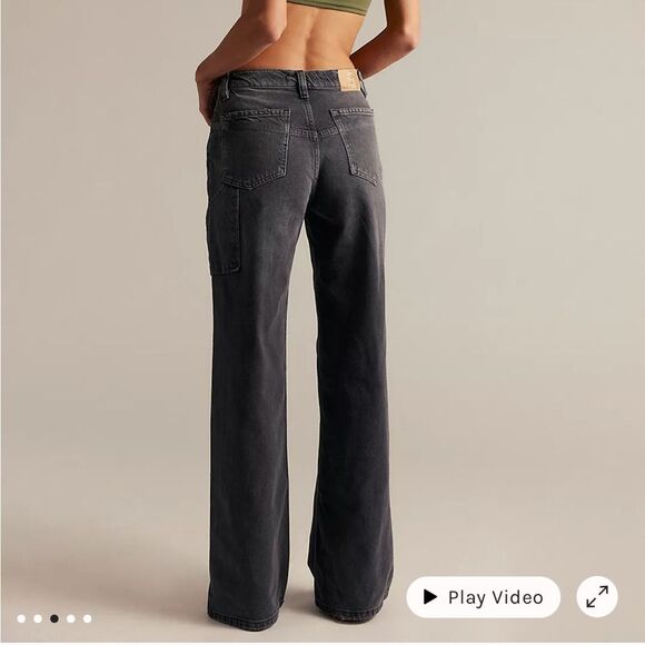 We The Free Tinsley Baggy High Rise Straight Leg Jeans Gray/Black Size 31 - Picture 4 of 13